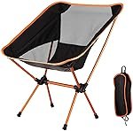 Portable Compact Folding Chair with Carry Bag Lightweight Breathable Perfect for Outdoor Camping, Travel, Beach, Picnics, Festival, Hiking, Backpacking (Black, Nylon & Aluminium Alloy)