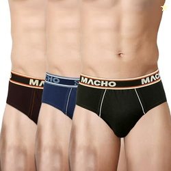 Macho Mens Brief | 100% Combed Cotton | Outer Elastic Comfort Fit Unde