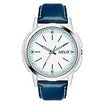 Helix by Timex Analog Watch for Man with White Round Dial & Blue Leather Strap Band Water Resistant Men’s Wrist Watches – TW050HG00