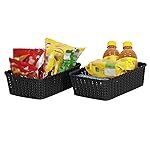 Cutting Edge Essentials Multipurpose Storage Baskets, Bin Plastic Organizer for Kitchen Fruits, Vegetables, Bathroom, Stationary items, Countertops, Cabinets, Set of 2, Black – Mini