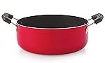 NIRLON Non Stick PFOA Free, Non-Toxic, Food Grade Quality Aluminium Gas Compatible Casserole/Biryani Pot/Rice Pot, 22cm – 2.6 Liters(26mm_Classic_CS13), Red
