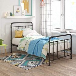 APRODZ Marks Twin Size Metal Bed (Metal - Black Powdercoated)