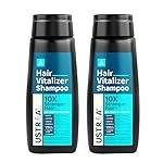 Ustraa Hair Vitalizer Shampoo – 2 x 250ml – Dermatologically Tested, With Biotin, Caffeine, Omega 3 & Omega 6, 10x Stronger Hair, Helps in Hair Growth, Reduces Hairfall (Pack of 2)