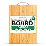 TEKCOOL Bamboo Chopping Board/Vegetable Cutting Board for Kitchen with Metal Handle | Natural Bamboo | Recyclable | Biodegradable (30cm X 20cm):