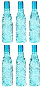 Floraware Food Grade Premium Plastic Fridge Round Water Bottle, Drinking Bottle, 1000ml Pack of 6, Blue
