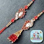 CraftVatika Magnet with Rakhi for Brother Bhabhi, Rakhi with Magnet Gift, Couple Rakhi Pair Rakhi for Bhai Bhabhi, Fridge Magnet for Door Dcor