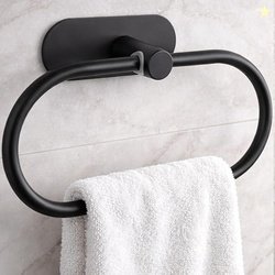 Black | Towel Holder in Bathroom | Self Adhesive Towel Hanger for Wall
