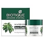 Biotique Bio Winter Green Spot Correcting Anti Acne Cream | Acne Control | Spot Correction Clears Blemishes |Enhances Skin Texture | 100% Botanical Extracts| Suitable for All Skin Types | 15G