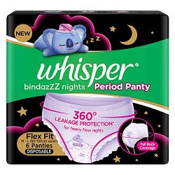 Whisper Super Absorbent Period Panty, 6 M-L Pants, 360 Degree Leakage