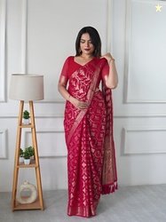 Mitera Women Woven Design Zari Kota Saree