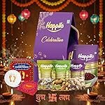 Happilo Premium Shubh Labh Gift Box with 7 Inclusions | GOLD PLATED CHARAN PADUKA | Shubh Labh DÃ©cor | Almonds | Cashews | Pistachios | Chatpata Cranberries | Greeting Card | Dry Fruits Gift