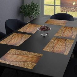 THE LION'S SHARE Rectangular Pack of 6 Table Placemat (Brown, Pla...mo