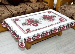 GAURANG Cotton 4 Seater Printed Table Cover (White)