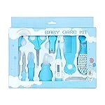 GLUN Baby Grooming Kit, 10 in 1 Portable New Born Baby Grooming Set, Silicone Finger Brush, Hair Brush, Comb, Baby Nail Scissor, Tweezer, Nail Filer, Baby Nail Cutter,Multicolor
