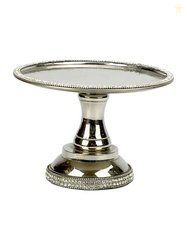 Hind Decor Silver Toned Textured Cake Stand
