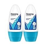 Rexona for Female Shower Fresh Underarm Roll On Deodorant + Antiperspirant With Glycerine, Removes Odour, Even Skin Tone,Keeps Skin Fresh & Clean, Alcohol Free, 50 Ml (Pack Of 2)
