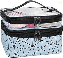 House of Quirk Makeup Bags Double Layer Travel Cosmetic Cases Make Up