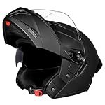 Studds Trooper ISI and DOT Certified Matt Finish Flip-up Full Face Helmet for Men and Women Matt Black L, Motorcycling