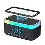 Portronics Trifusion 16W HD Sound Bluetooth Speaker with 15W Wireless Charging, 360Â°RGB LED Lights, Digital Clock with Alarm Setting, Built-in White Noise, USB/SD Card/AUX in, Type C Charging(Black)