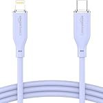 amazon basics Type-C to Lightning Silicone Cable | 20W Fast Charging, 480Mbps Data Transfer Speed | Compatible With iPhone, iPad Air, Pro, Mini, iPad | 1 mtr (Purple)