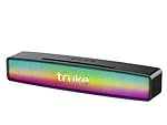 truke Thunder Bar 16W Bluetooth Speaker with RGB LEDs – Dual 52mm Speakers, 6Hours Long Battery Life, Mobile/Tablet Holder, AUX, USB, FM Mode, Portable Speaker for Home/Outdoor/Travel [Black]
