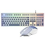 Zebronics Wired Keyboard & Mouse Combo, 104-Key, 1200 DPI, â¹ Key & Multimedia Controls, Ergonomic Mouse, 1.3m Cable, Multicolor LED (War 2, White + Blue)
