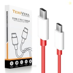 TexoVera Type C To C Short 30W/6.5A Fast Charging Data Cable for Power