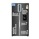 Haier SmartChoice 596L 3Star 2-Door Water Dispenser Side by Side Frost Free Refrigerator|Convertible|Smart Sense AI | Expert Inverter|Digital Display Panel (2025 Model, HRS-682WGKU1, Graphite Black)