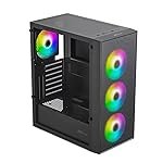Ant Value VM40 ATX Computer Case/Gaming Cabinet – Black | Support ITX | Pre-Installed 3 Front & 1 Rear Rainbow Fans