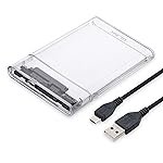 GLink GHD014-2.5″ USB 2.0 Transparent Premium External HDD Enclosure Case for SATA SSD HDD for Laptop Hard Disks | High Speed USB 2.0 | Supports 4TB | Tool Free Installation | Transparent