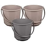 Urbane Home Bucket | Plastic Bucket for Mopping | Bucket for Cleaning | Storage Container Bucket | Water Storage Bucket | Bathroom Bucket | Plain Bucket | 5 LTR | Pack of 3 | Multi