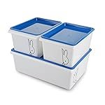 Nayasa Lego Print Stack N Store Big 1, Small 2 | Plastic Storage Boxes With Lid | Side Handle | Stackable Boxes | Can Be Used For Multipurpose Storage | Strong And Durable Quality | Blue