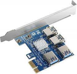 Etzin PCIe 1 to 4 Riser Card, Pcie Splitter, 4 Risers into 1 PCI Card,