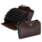 Storite 9 Slot Vertical PU Leather Pocket Sized Credit Debit ATM Card Holder Wallet & 2 Money Pocket for Men & Women (9 Slot-Brown)
