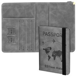DAHSHA Grey RFID Blocking PU Leather Travel Passport Holder Cover Trav