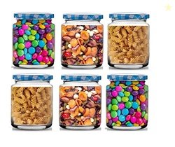 Ash & Roh - 200 ml Clear Glass Jar And Container With Air Tight Blue C