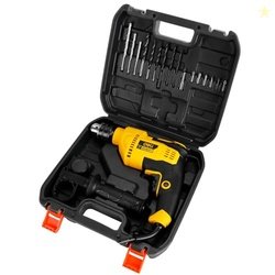 Deli EDC180 650W Corded Electric Impact Drill Tool Set with 9 Drill Bi