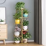 Bee Creative A Trendy Ultra Luxury Metal 6 Tier 7 Potted Plant Stand Multiple Flower Pot Holder Display For Indoor Outdoor Size- Hxl 41X18 Inch (Gold, Corner Shelf) – Free Standing