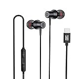 Amazon Basics EP2 in Ear Type C Wired Earphones with Mic, Tangle Free 1.18 Metre Cable, Metallic Design, 10mm Drivers, in Line Mic & Volume Controller (Black)