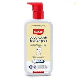 LuvLap Baby Wash & Shampoo -600ml, Milky Soft Head to Toe Wash With Oa