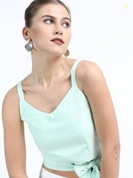 Tokyo Talkies Casual Sleeveless Solid Women Green Top