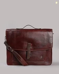 Tortoise Genuine Leather Messenger Bag with Applique Logo (Light Brown