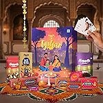 Happilo Tyohar Gift Box with 10 Inclusions | Scented Candles | Plantable Pataka | Playing Card | Kalash &Mouli | Panchmeva | Diyas | Greeting Card | Toran | Dry Fruits | Gift Hamper | Corporate Gifting | Dry Fruits Gift