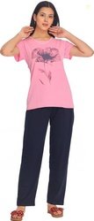 dutchdream Women Top & Pyjama Set Pink, Blue Printed