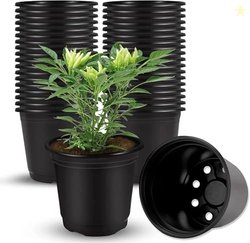 Plastic Flower Pots 3 Inch | Black Nursery Plant Pots for Indoor & Out