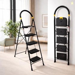 Houza 5 Step Steel Eco Ladder for Home with Anti Skid Shoes Steel Ladd