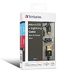 Verbatim 30 cm Metallic 2-in-1 cable Black (microUSB and Lightning 8pin connectors) 11.8 Inch