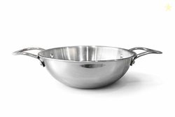 TUNIS Triply Stainless Steel Kadai with Dual Handles | Deep Kadhai Wok