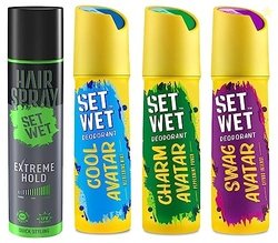 Set Wet Deodorant Spray Perfume for Men, 150ml (Cool, Charm and Swag A