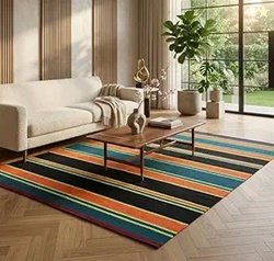 BSB HOME Modern Striped Area Rug  Vibrant Multicolor Living Room Carpe